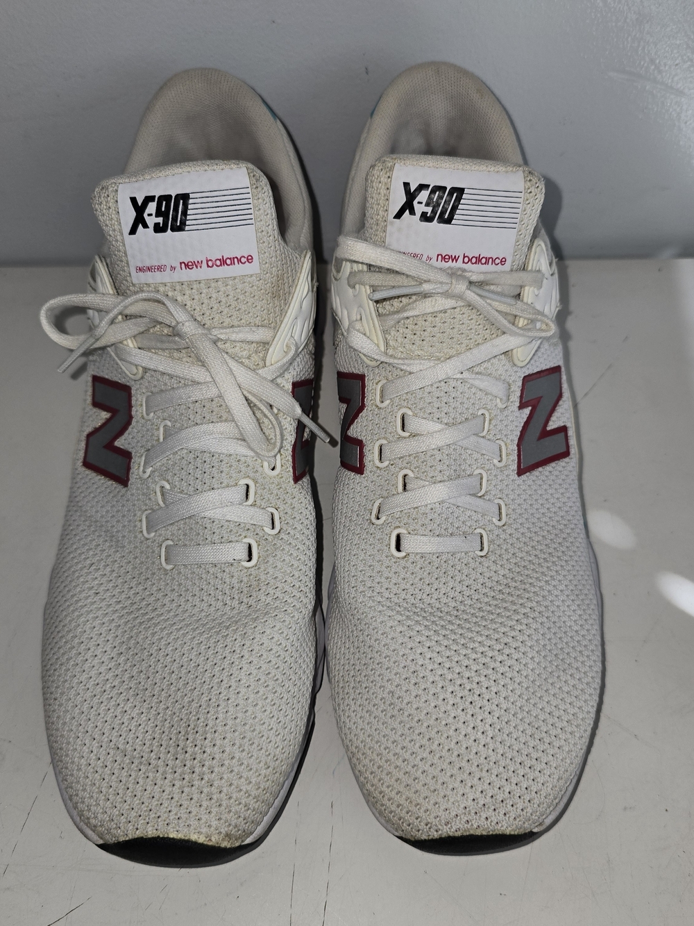 New Balance X-90 Men’s White Running Shoes with Red Logo